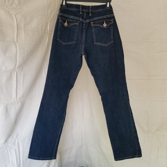 TINT Low rise Dark Blue Denim Jeans w/Gold Stitch sz 4 - Picture 5 of 16